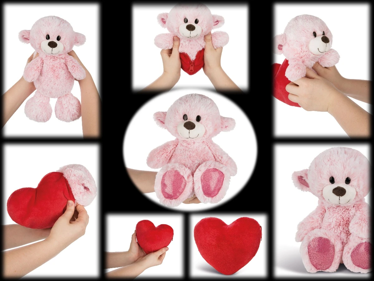 Nici 44427 Love Bär Schwester Rosa Wendeplüsch Bär In Herzkissen Ca 20cm