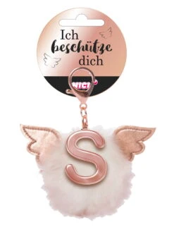 Nici 46987 Taschenanhänger Schutzbommel Mit Flügeln + Pompon Metallbuchstabe S