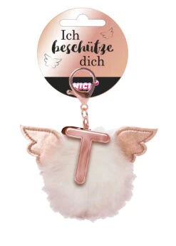 Nici 46988 Taschenanhänger Schutzbommel Mit Flügeln + Pompon Metallbuchstabe T