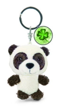 Nici 47537 Schlüsselanhänger Panda Bär Plüsch 7cm Kleeblatt-Symbol