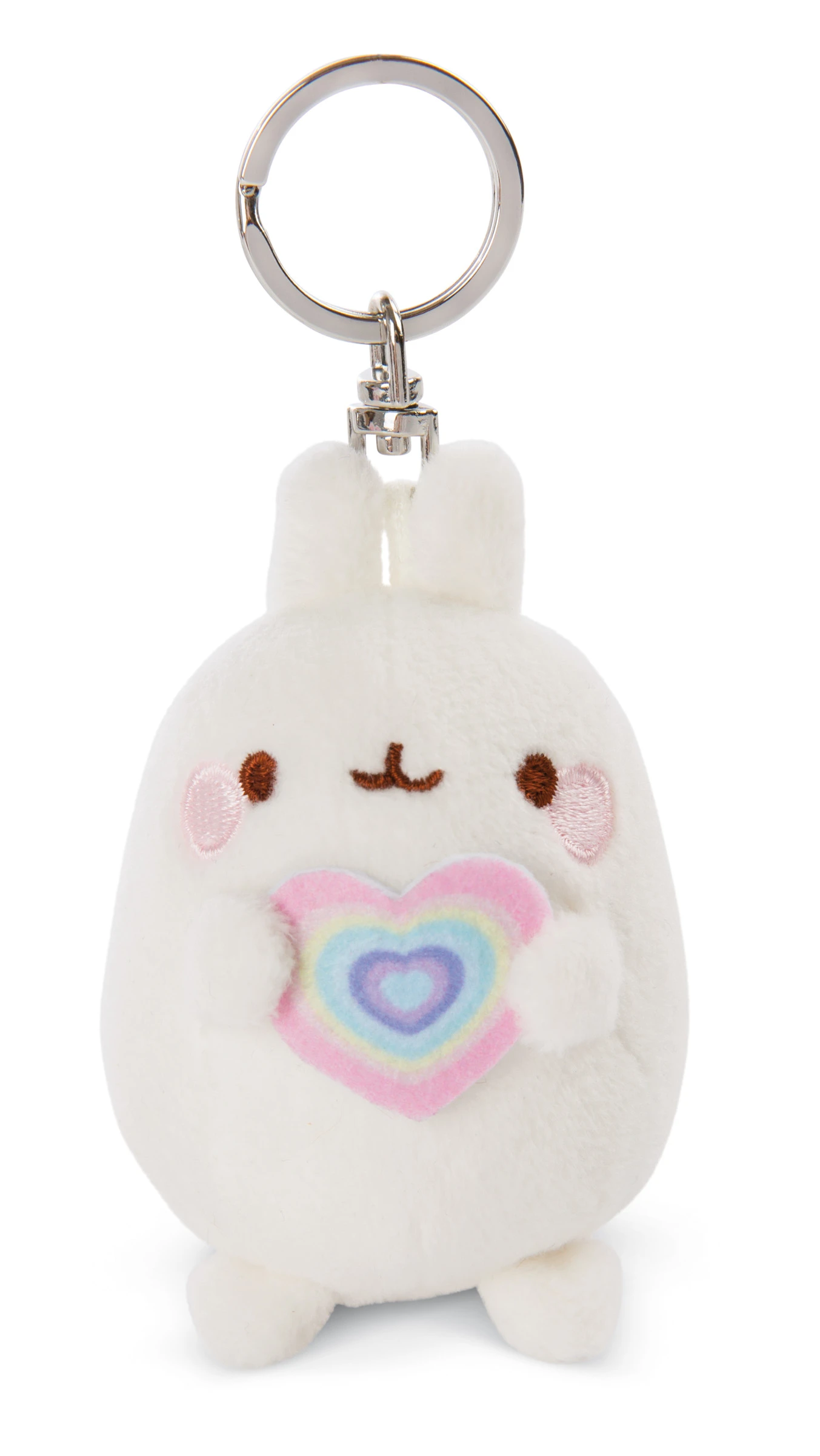 Nici 48220 Schlüsselanhänger Molang Mit Regenbogenherz 8cm Plüsch Kawaii