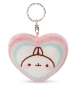 Nici 48221 Schlüsselanhänger Herzförmig Molang Regenbogen 8cm Plüsch Kawaii
