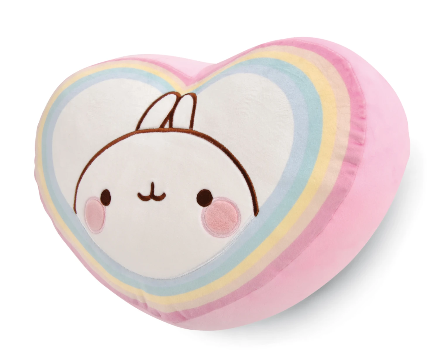 Nici 48228 Kissen Herzförmig Molang Regenbogenherz 40x30cm Stretch-Plüsch Kawaii – Bild 3