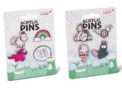 Nici 45702 SET Acryl Pins Einhorn Theodor & Friends Regenbogen Auf Header-Karte